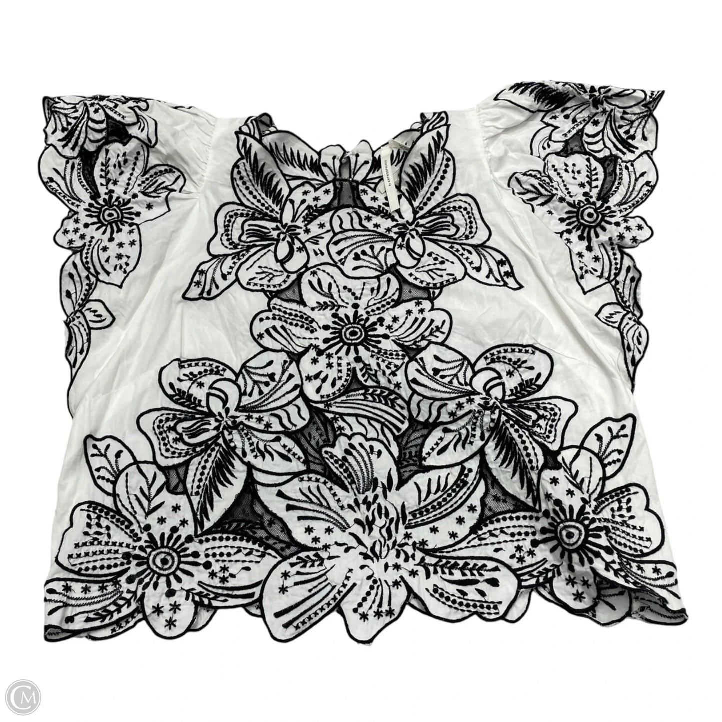 Top Short Sleeve By Anthropologie In Black & White, Size: Xs