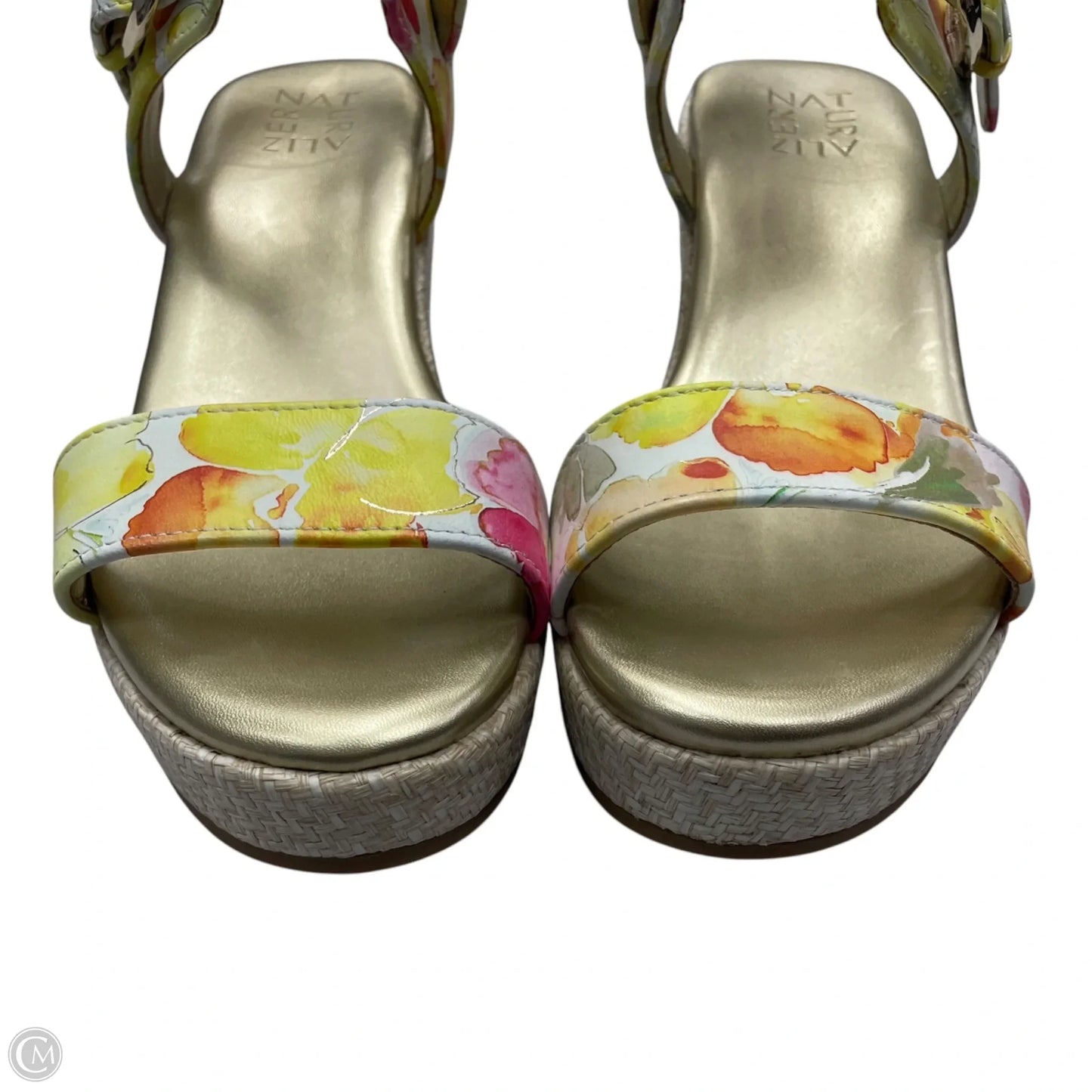 Sandals Heels Wedge By Naturalizer In Floral Print, Size: 10