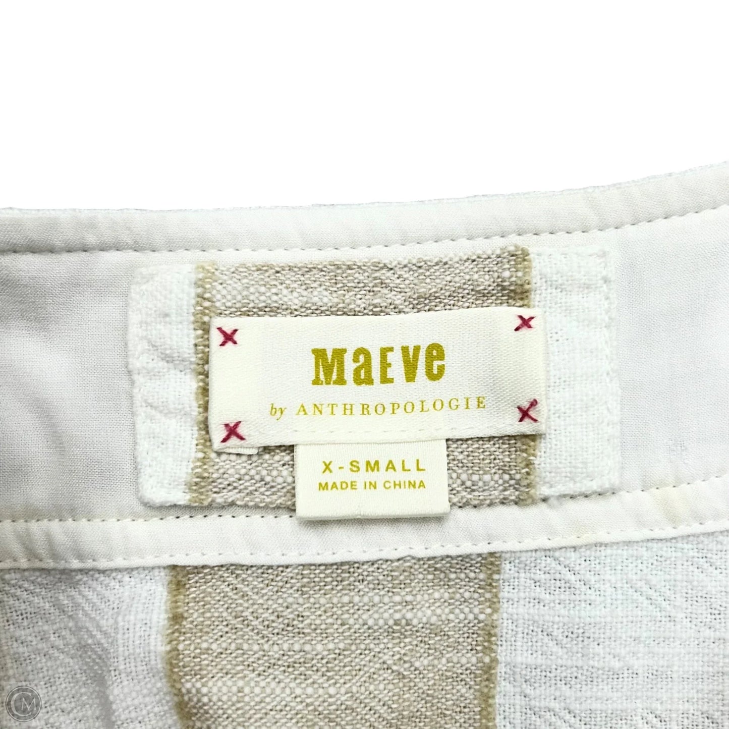 Dress Casual Midi By Maeve In Tan & White, Size: Xs