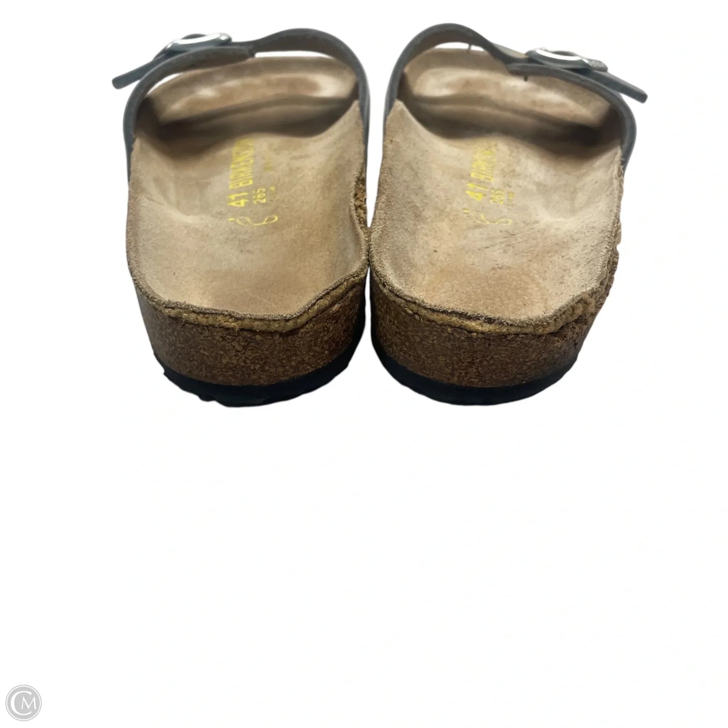 Sandals Flats By Birkenstock In Silver, Size: 11