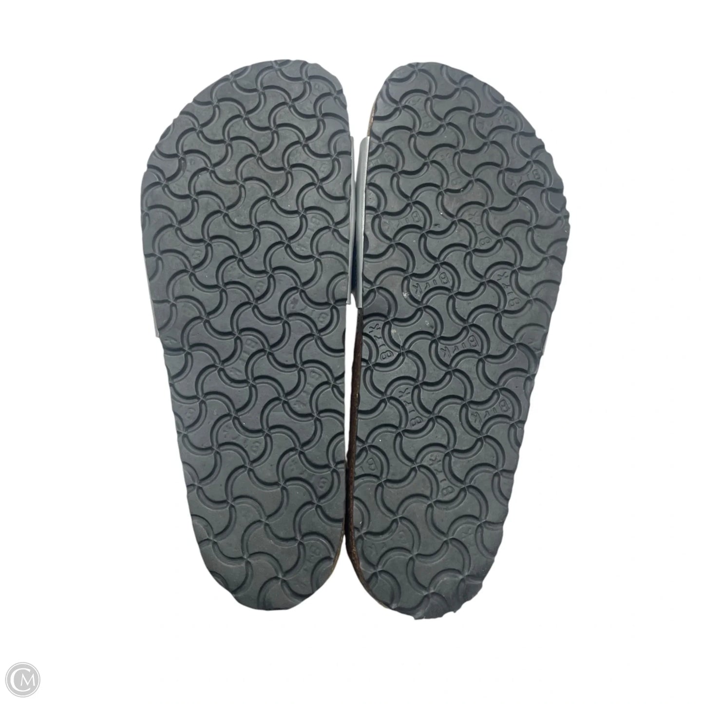 Sandals Flats By Birkenstock In Silver, Size: 11