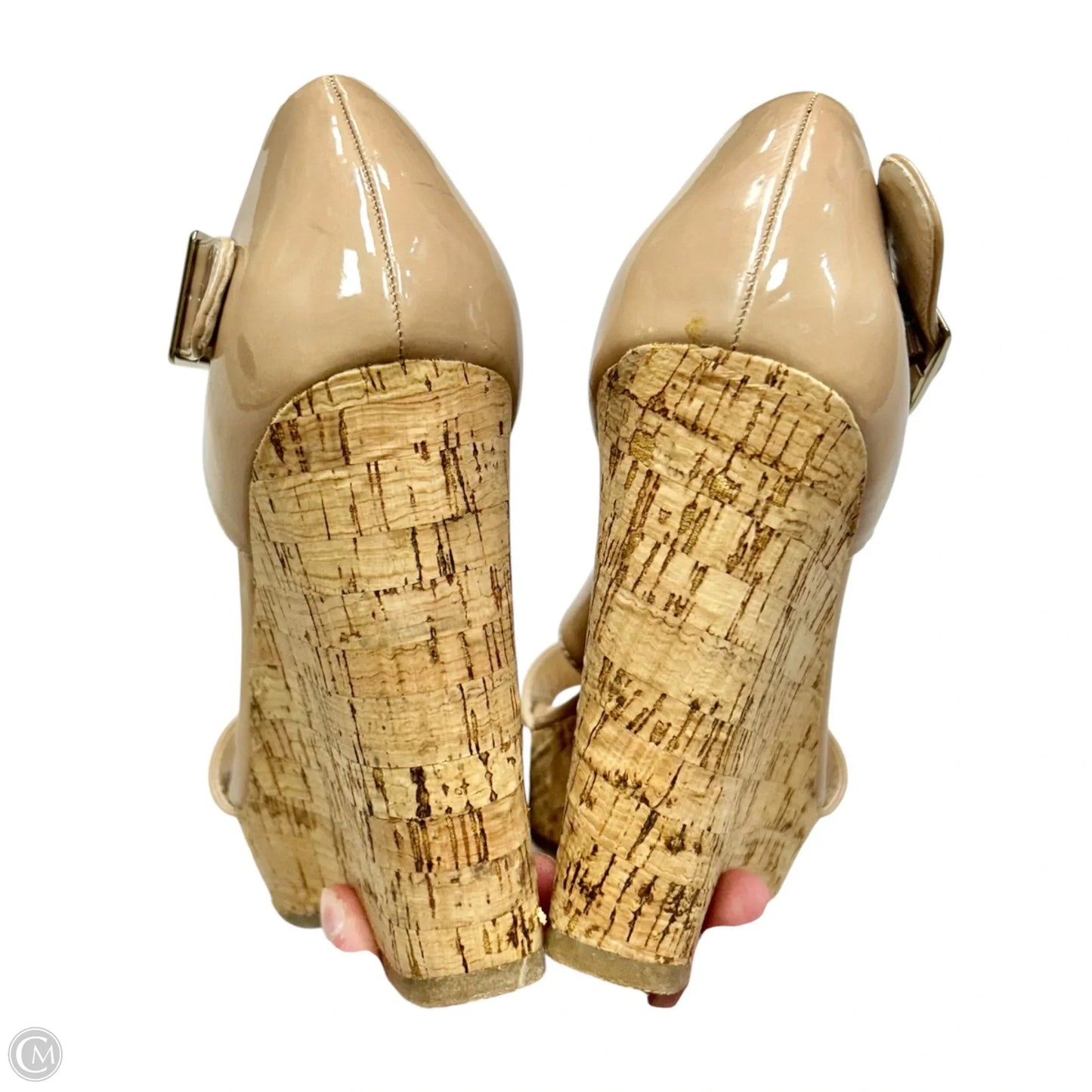Sandals Heels Wedge By Nine West In Tan, Size: 6.5