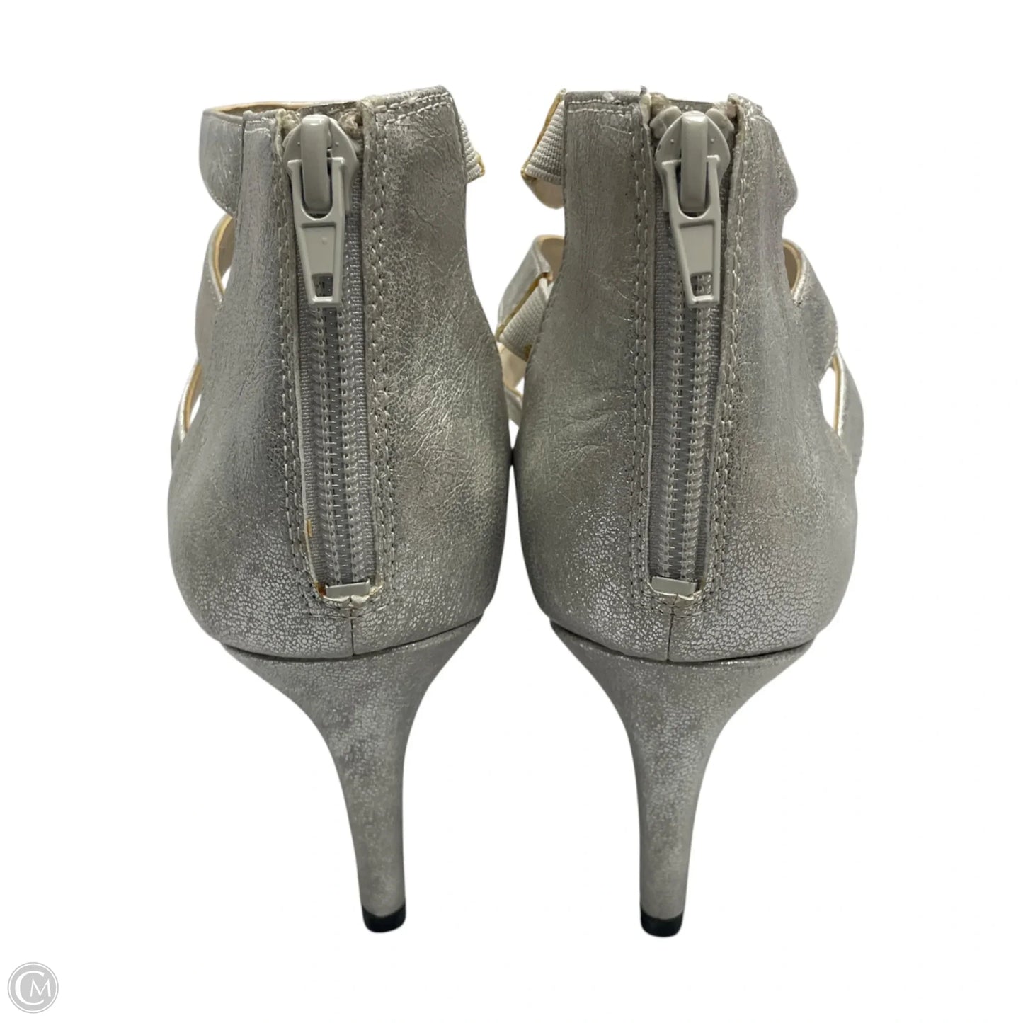 Sandals Heels Kitten By Life Stride In Silver, Size: 10
