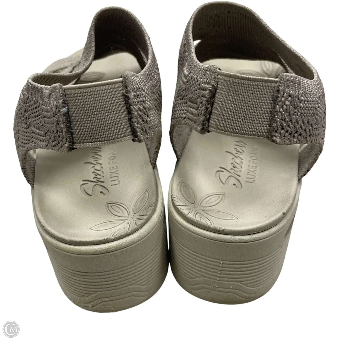 Sandals Heels Wedge By Skechers In Taupe, Size: 7