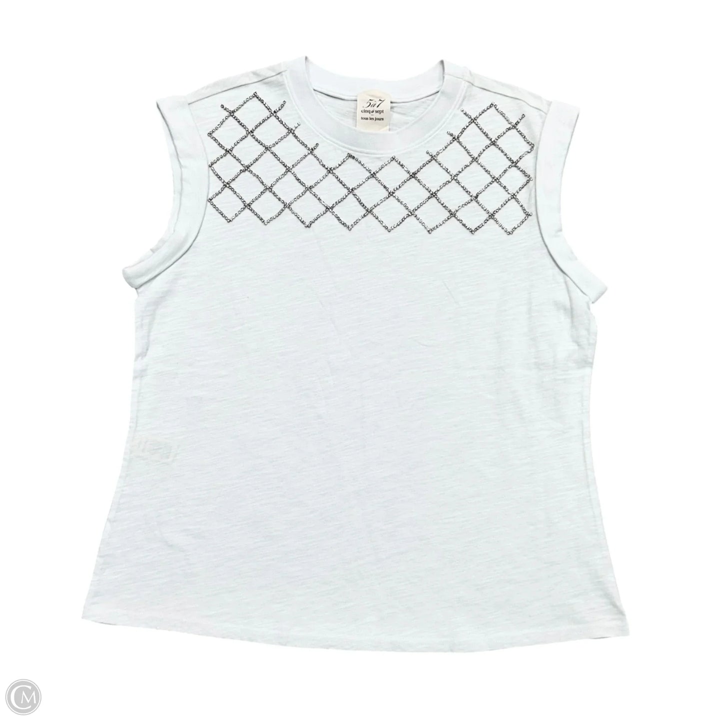 Top Short Sleeve By Cinc A Sept In Silver & White, Size: S