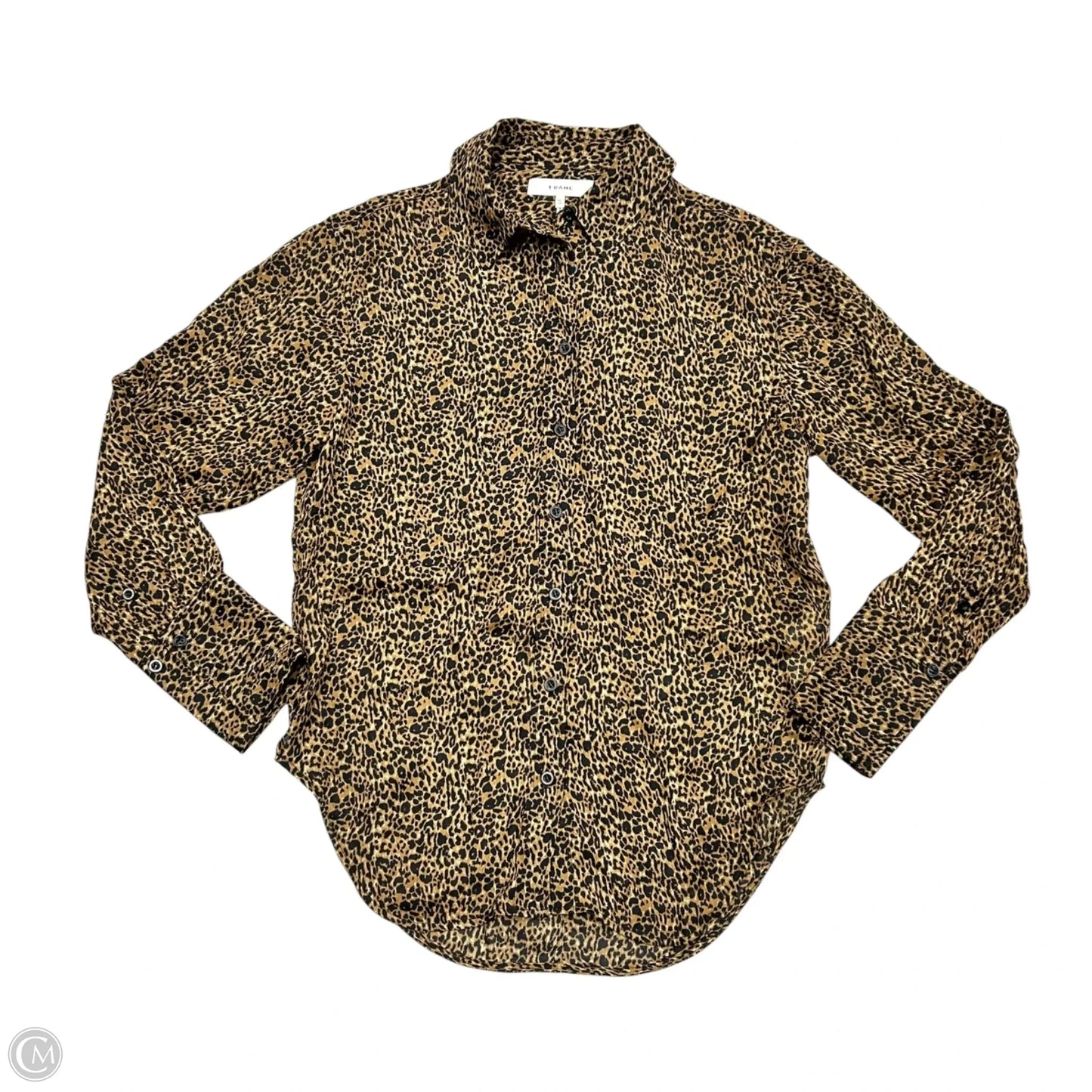 Top Long Sleeve By Frame In Leopard Print, Size: Xs