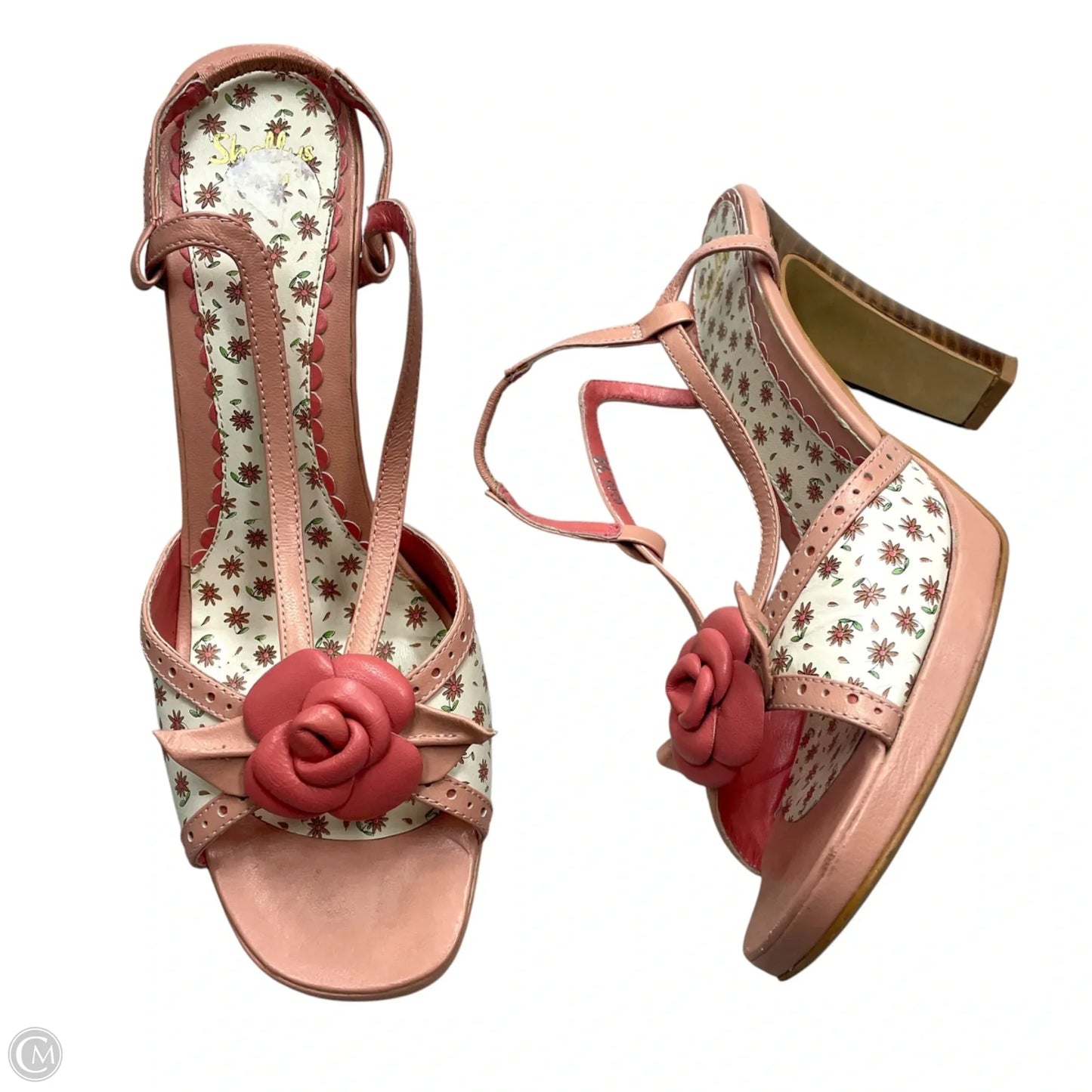 Sandals Heels Block By Shellys London In Pink, Size: 8.5