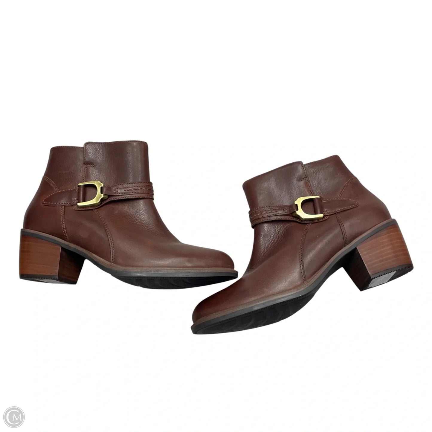 Boots Ankle Heels By Clarks In Brown, Size: 7.5
