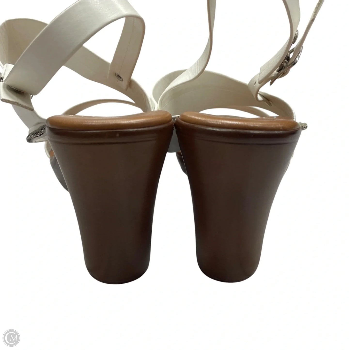 Sandals Heels Wedge By Italian Shoemakers In Brown & White, Size: 9.5