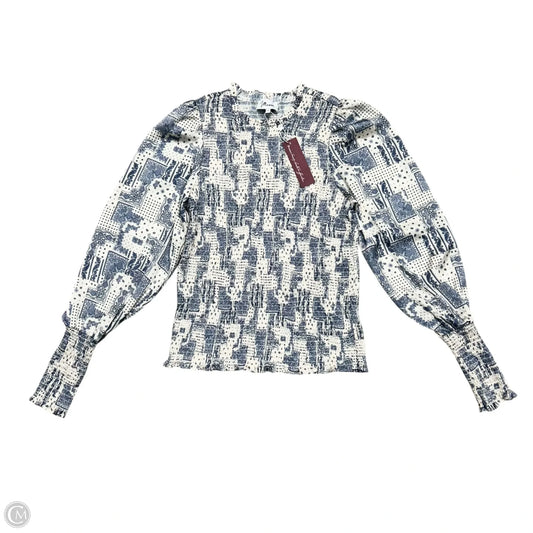 Top Long Sleeve By J Flower In Blue & Cream, Size: S