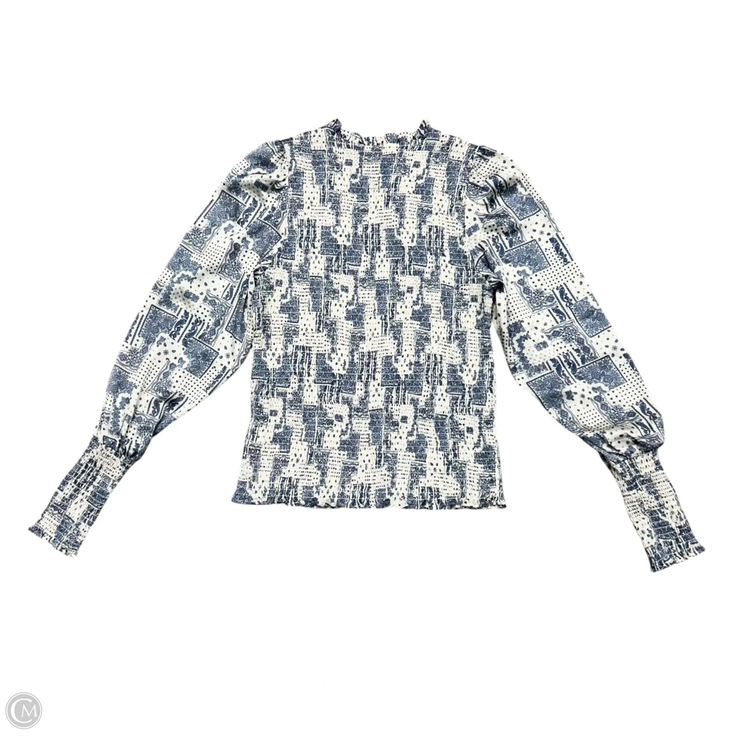 Top Long Sleeve By J Flower In Blue & Cream, Size: S