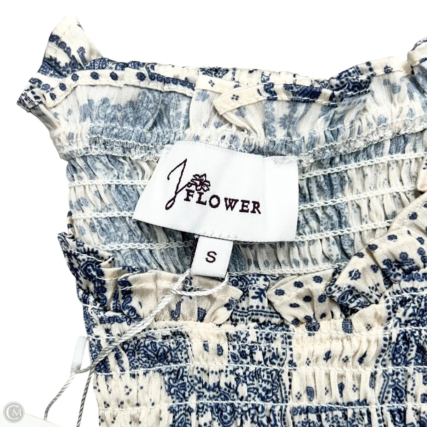 Top Long Sleeve By J Flower In Blue & Cream, Size: S