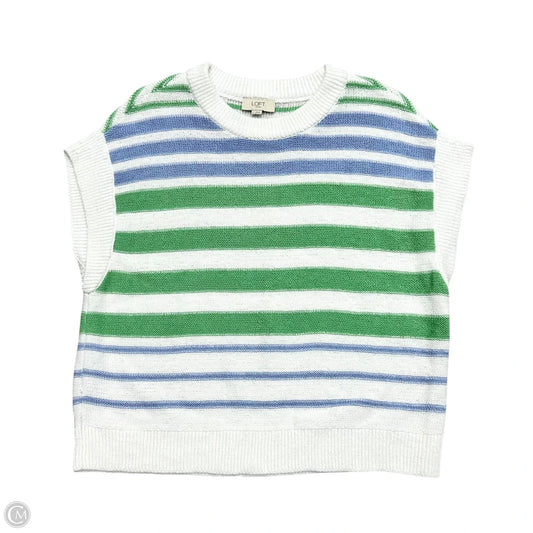 Sweater Short Sleeve By Loft In Blue & White, Size: L