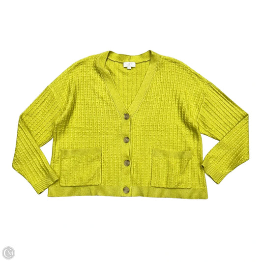 Sweater Cardigan By Loft In Chartreuse, Size: Xl