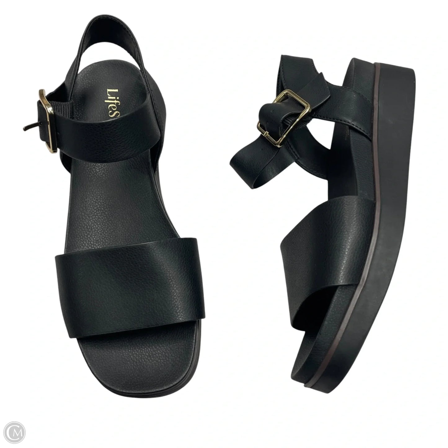 Sandals Flats By Life Stride In Black, Size: 8.5