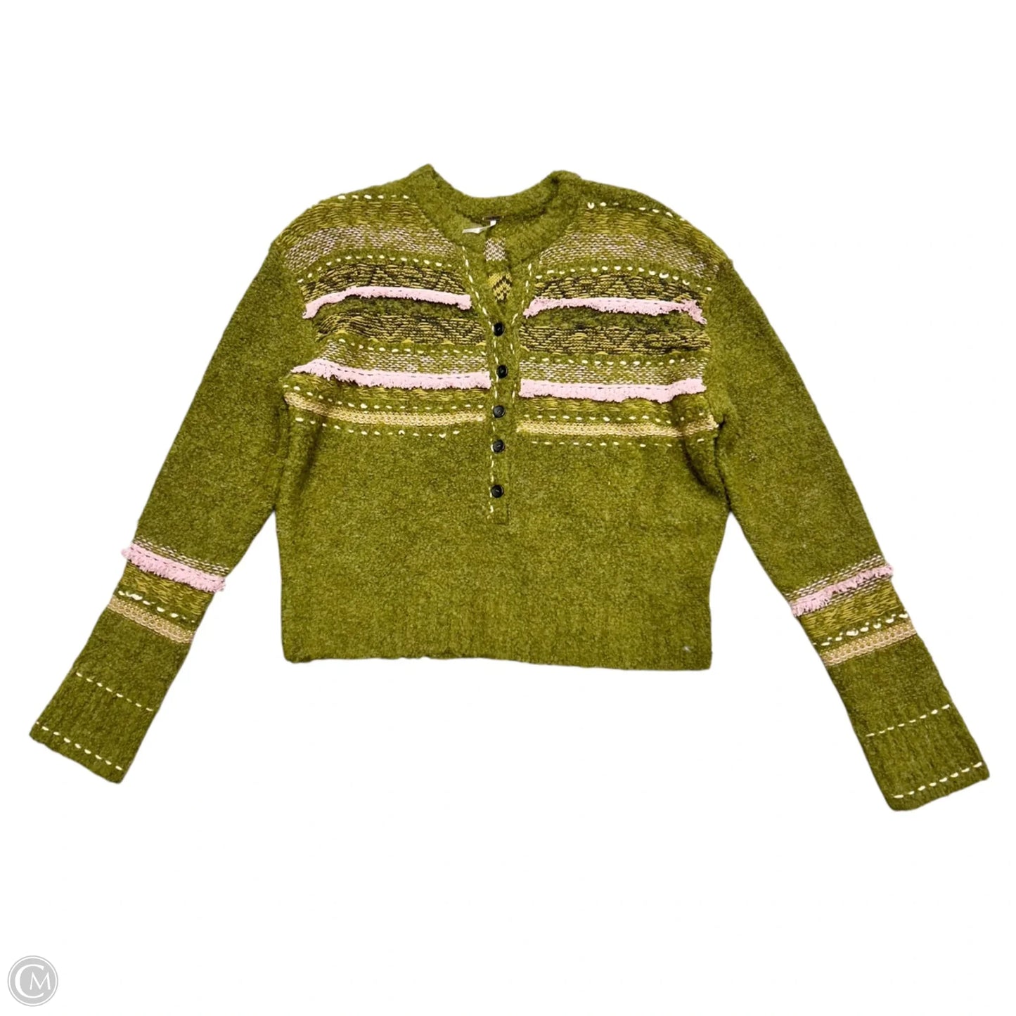 Sweater By Free People In Green & Pink, Size: M