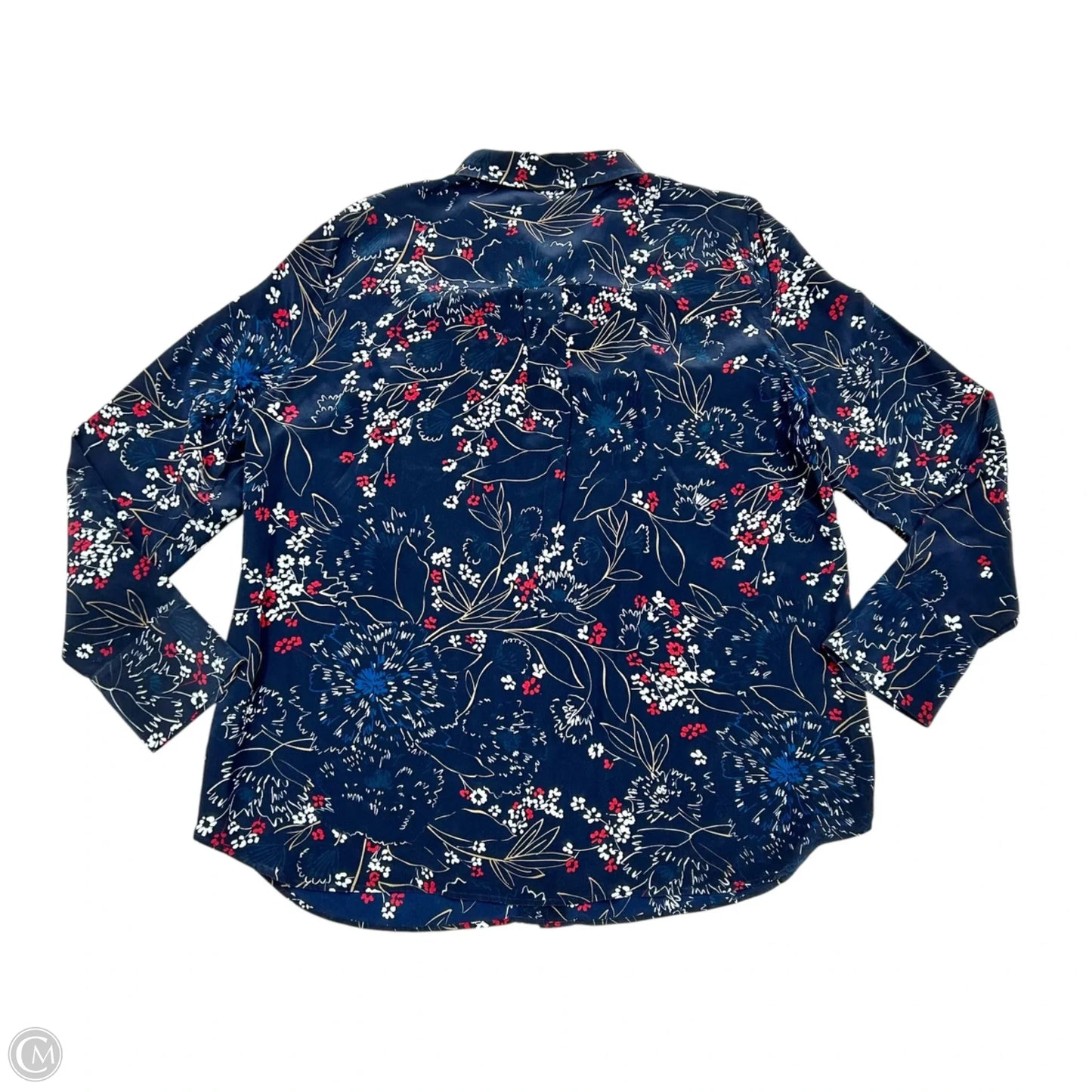 Top Long Sleeve Designer By Lafayette 148 In Navy, Size: Xl