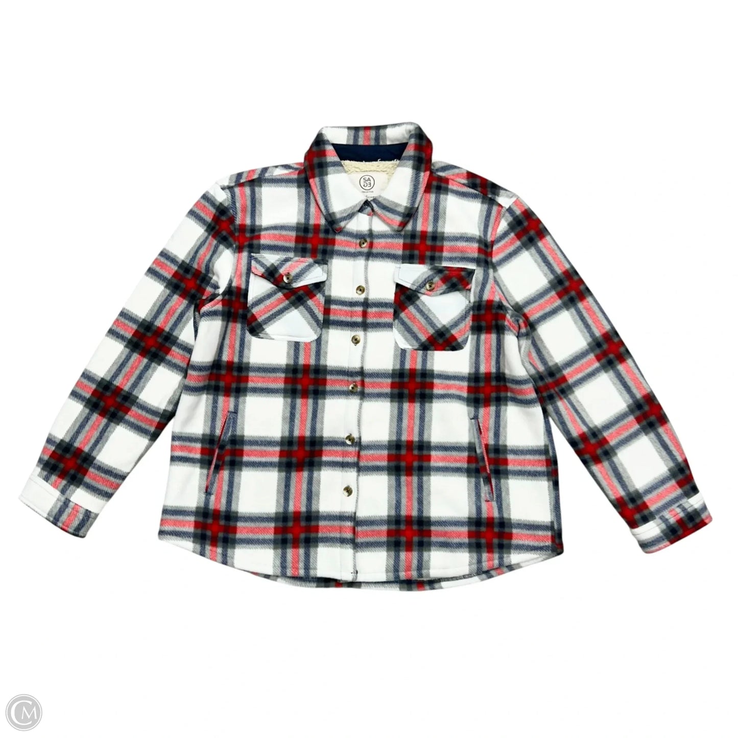 Jacket Shirt By Sage In Plaid Pattern, Size: Xl