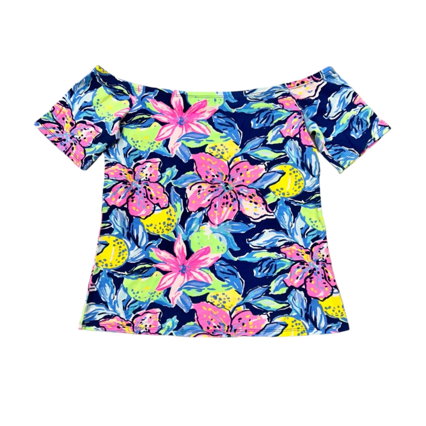 Top Short Sleeve Designer By Lilly Pulitzer In Floral Print, Size: S