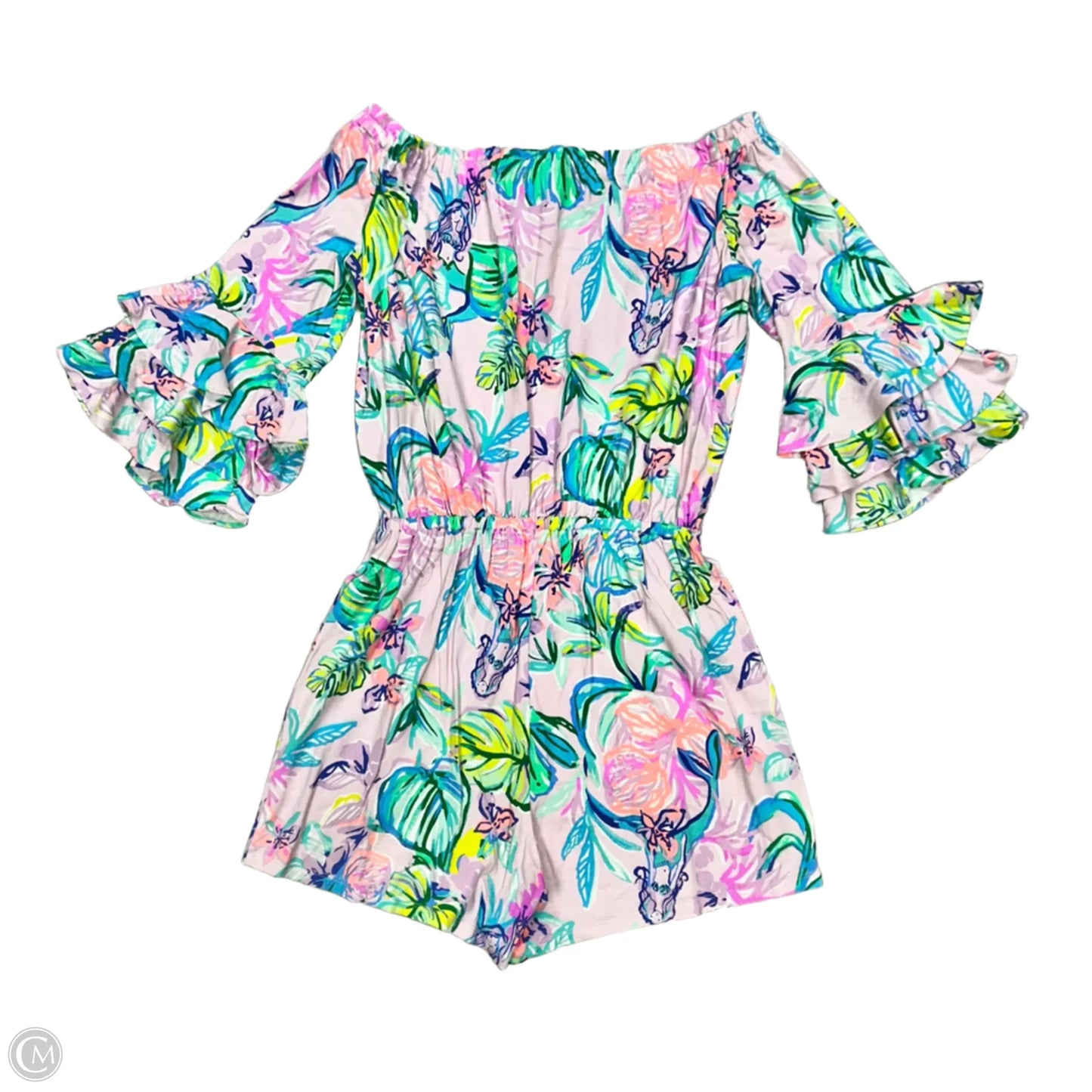 Romper Designer By Lilly Pulitzer In Purple & Yellow, Size: S