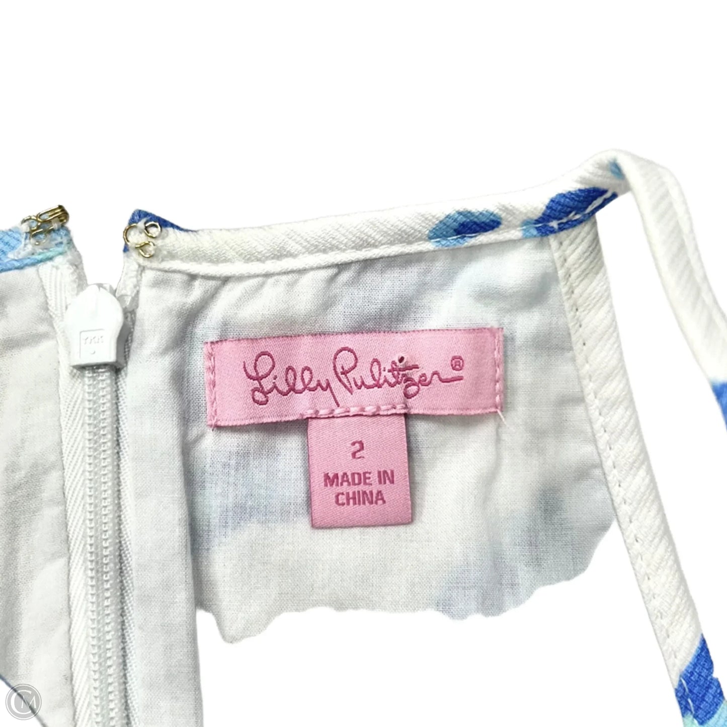 Top Sleeveless Designer By Lilly Pulitzer In Blue & White, Size: Xs