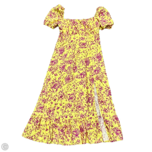 Dress Casual Midi By London Times In Pink & Yellow, Size: L