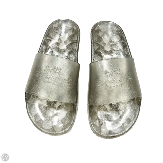 Sandals Designer By Coach In Silver, Size: 6