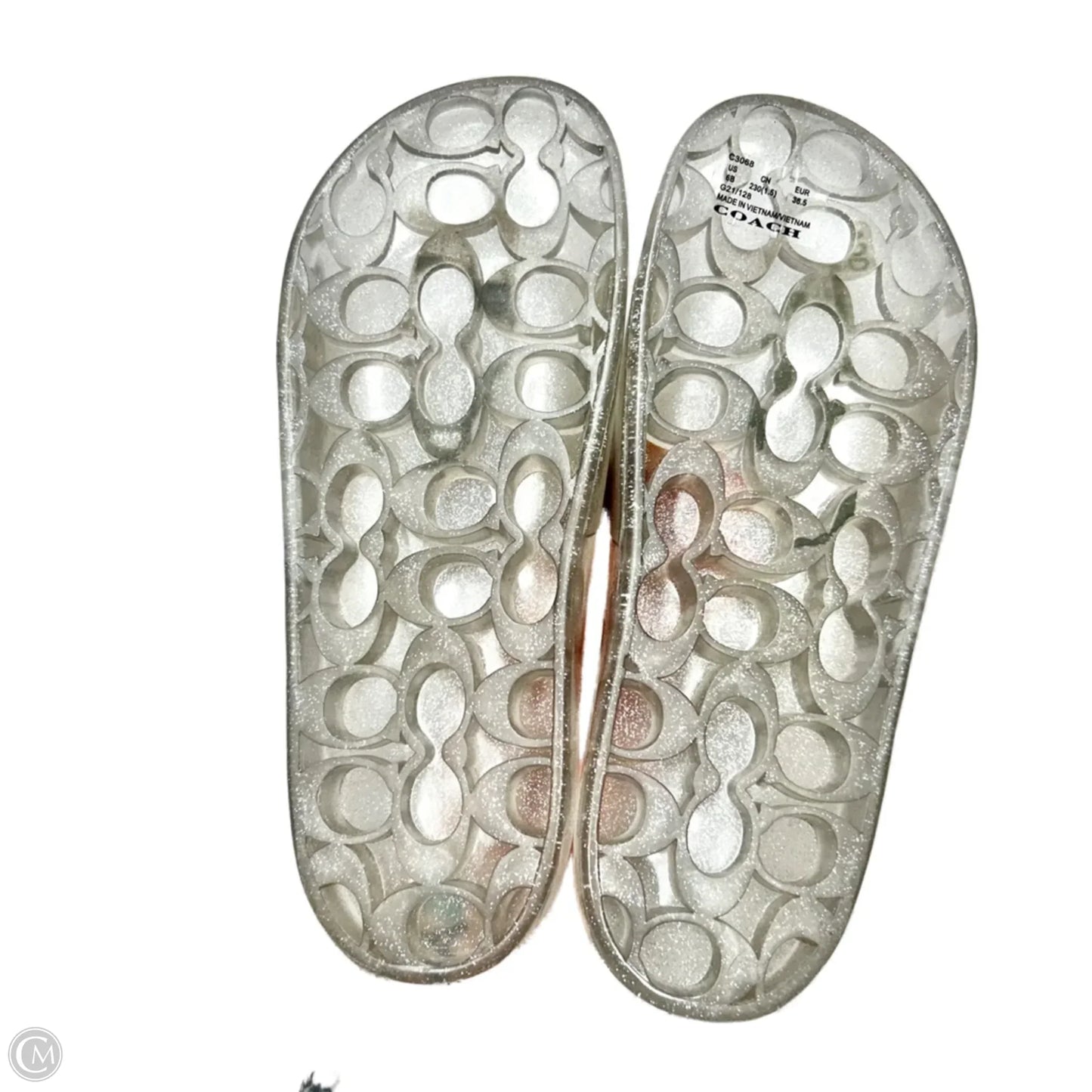 Sandals Designer By Coach In Silver, Size: 6