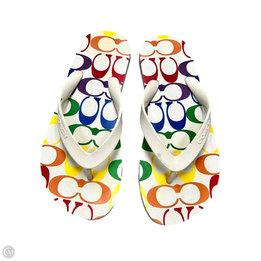 Sandals Designer By Coach In Rainbow Print, Size: 5/6