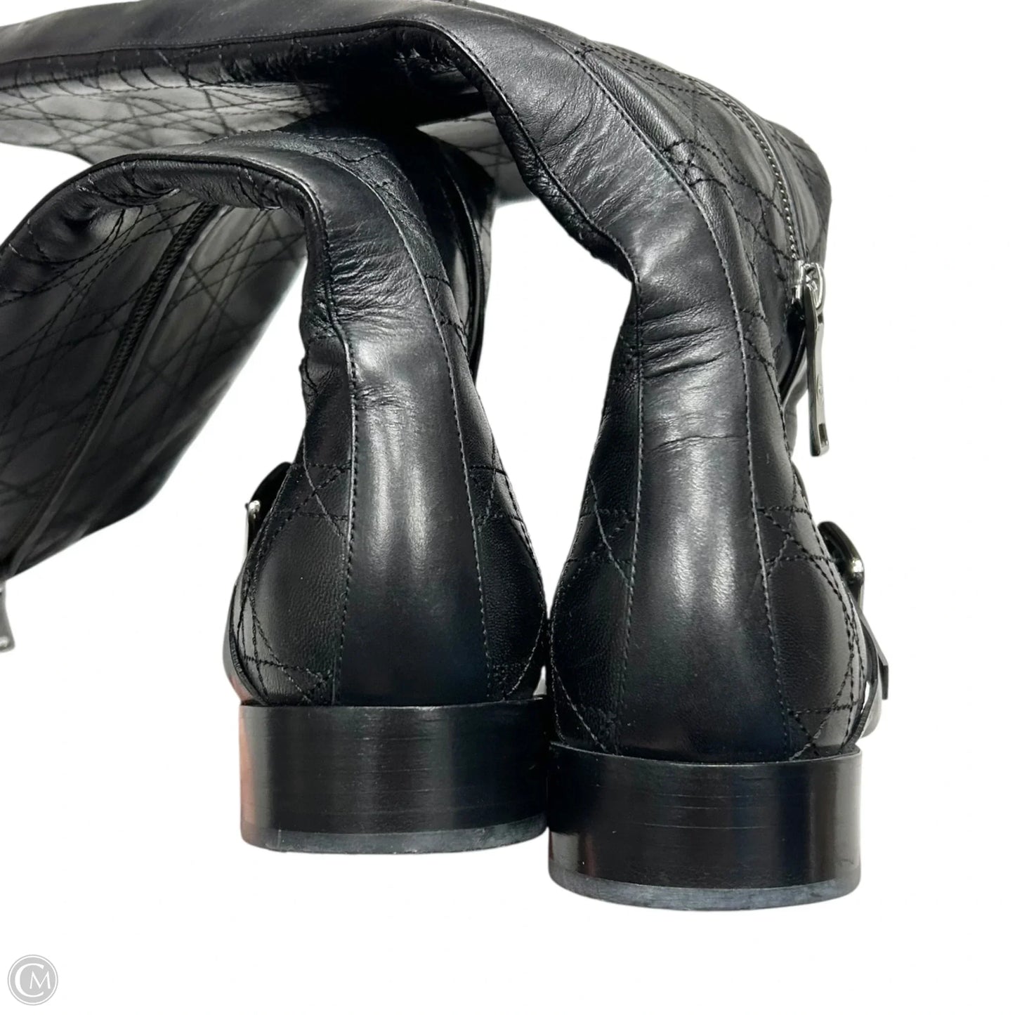 Boots Luxury Designer By Dior In Black, Size: 7.5