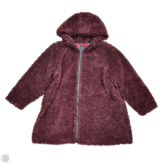 Coat Faux Fur & Sherpa By Isaac Mizrahi In Maroon, Size: 4x