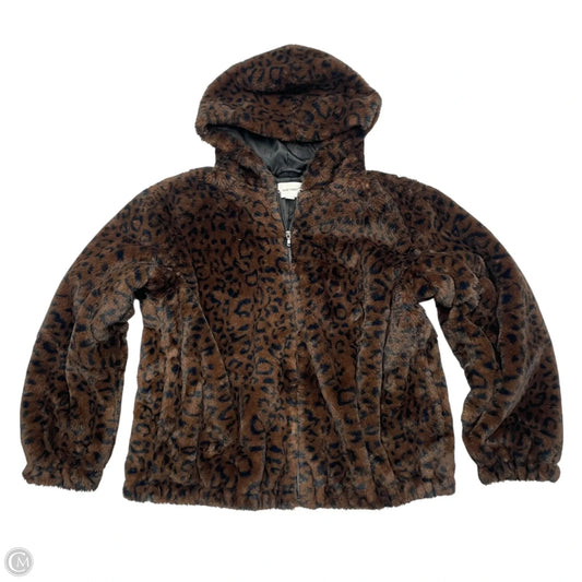 Jacket Faux Fur & Sherpa By Nine West In Leopard Print, Size: Xxl