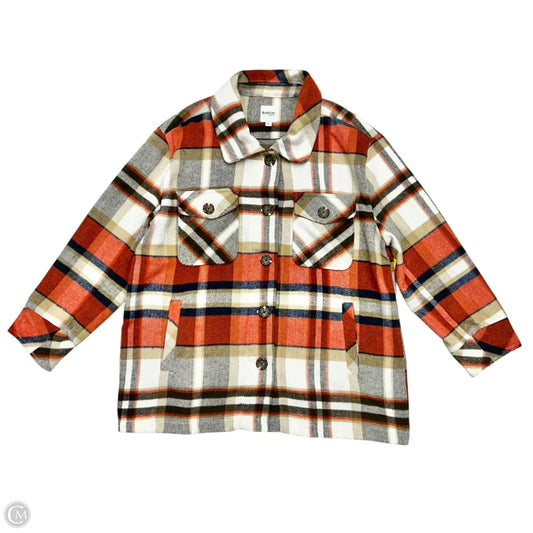 Jacket Shirt By Kensie In Plaid Pattern, Size: L