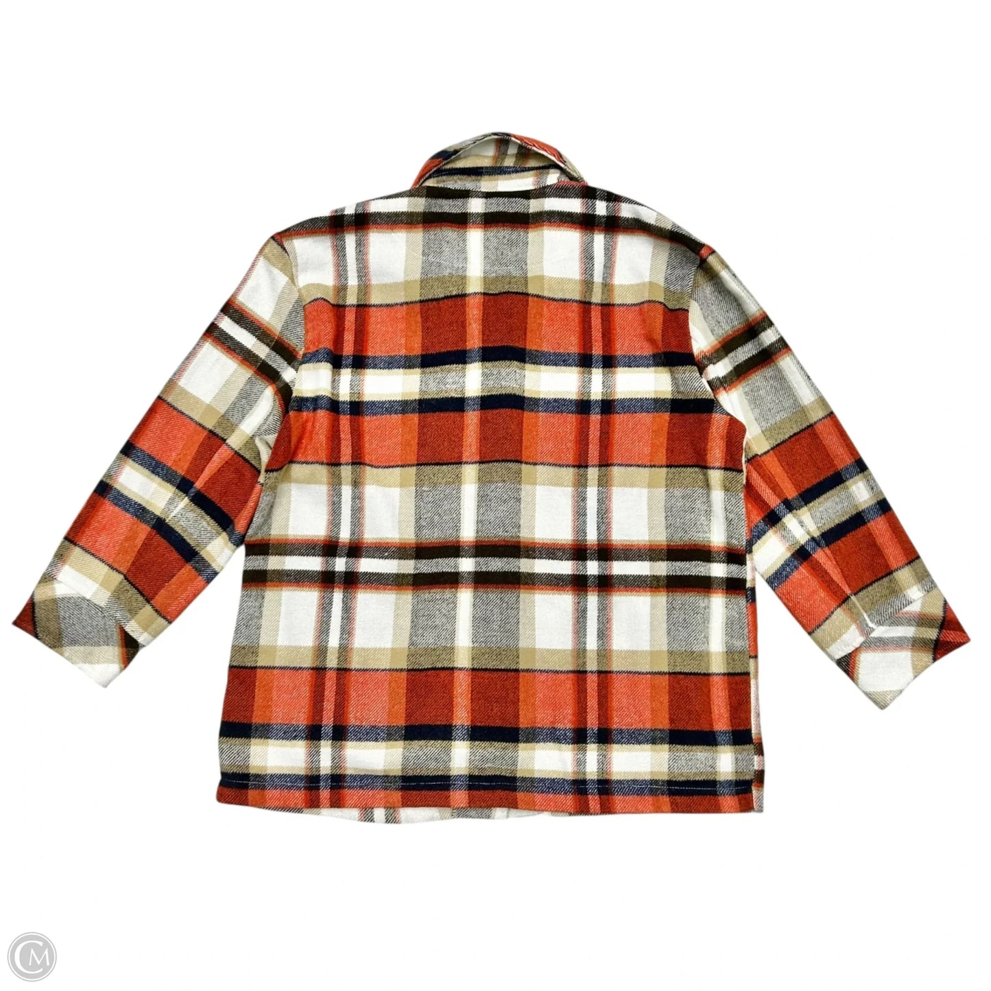 Jacket Shirt By Kensie In Plaid Pattern, Size: L