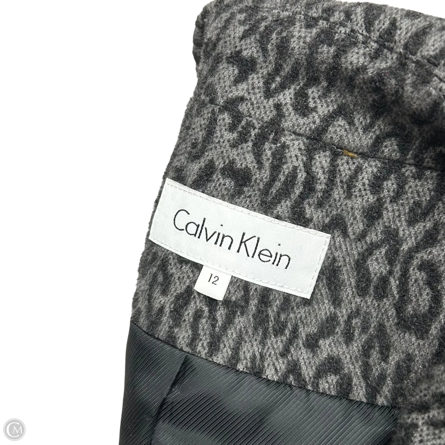 Coat Peacoat By Calvin Klein In Leopard Print, Size: L
