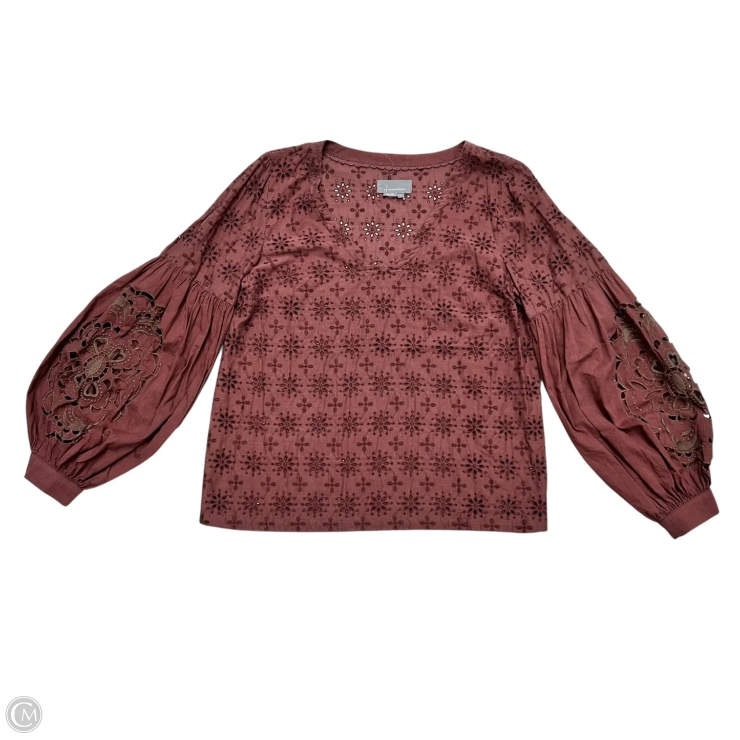 Top Long Sleeve By Anthropologie In Maroon, Size: M