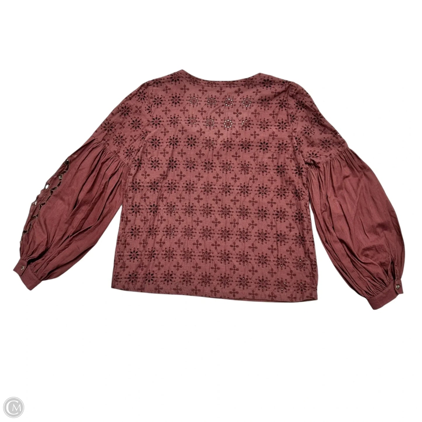 Top Long Sleeve By Anthropologie In Maroon, Size: M