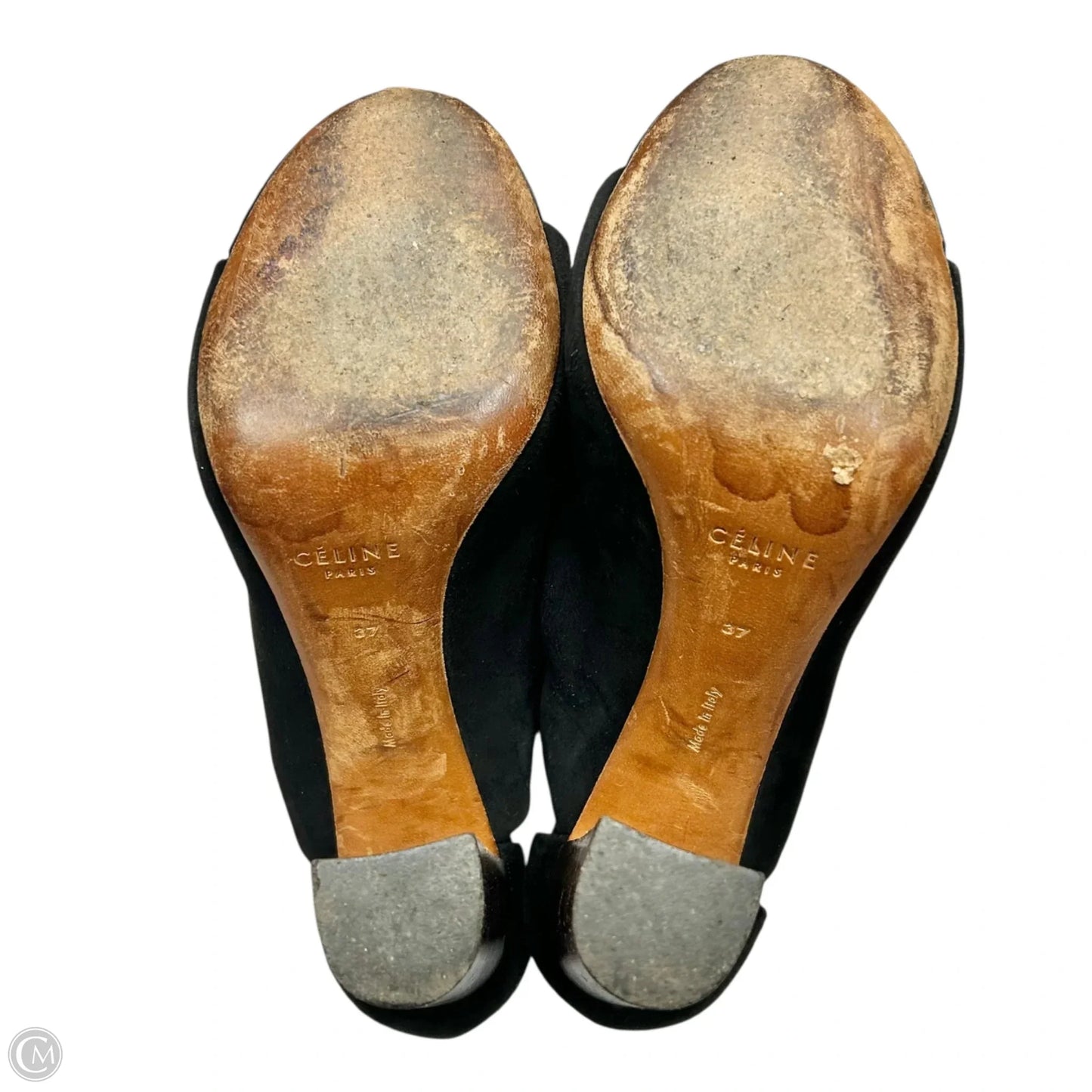 Sandals Luxury Designer By Celine In Black & Brown, Size: 7