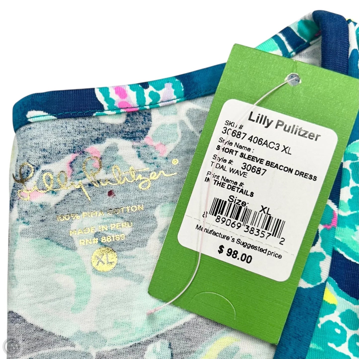 Dress Designer By Lilly Pulitzer In Blue & Green, Size: Xl