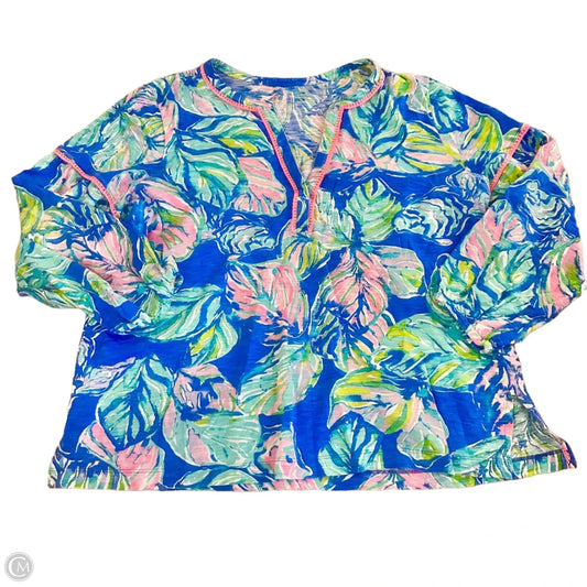 Top Long Sleeve Designer By Lilly Pulitzer In Blue & Pink, Size: Xl