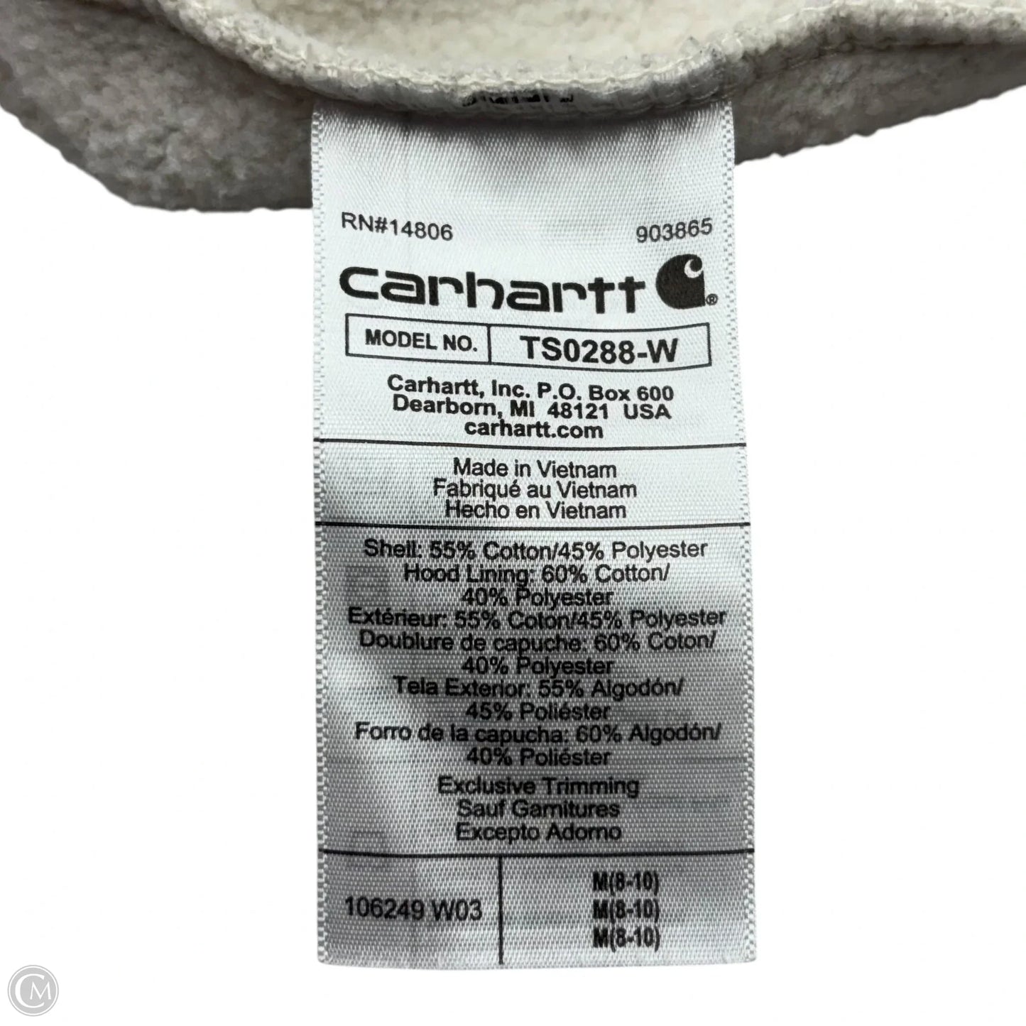 Sweatshirt Hoodie By Carhartt In Cream, Size: M
