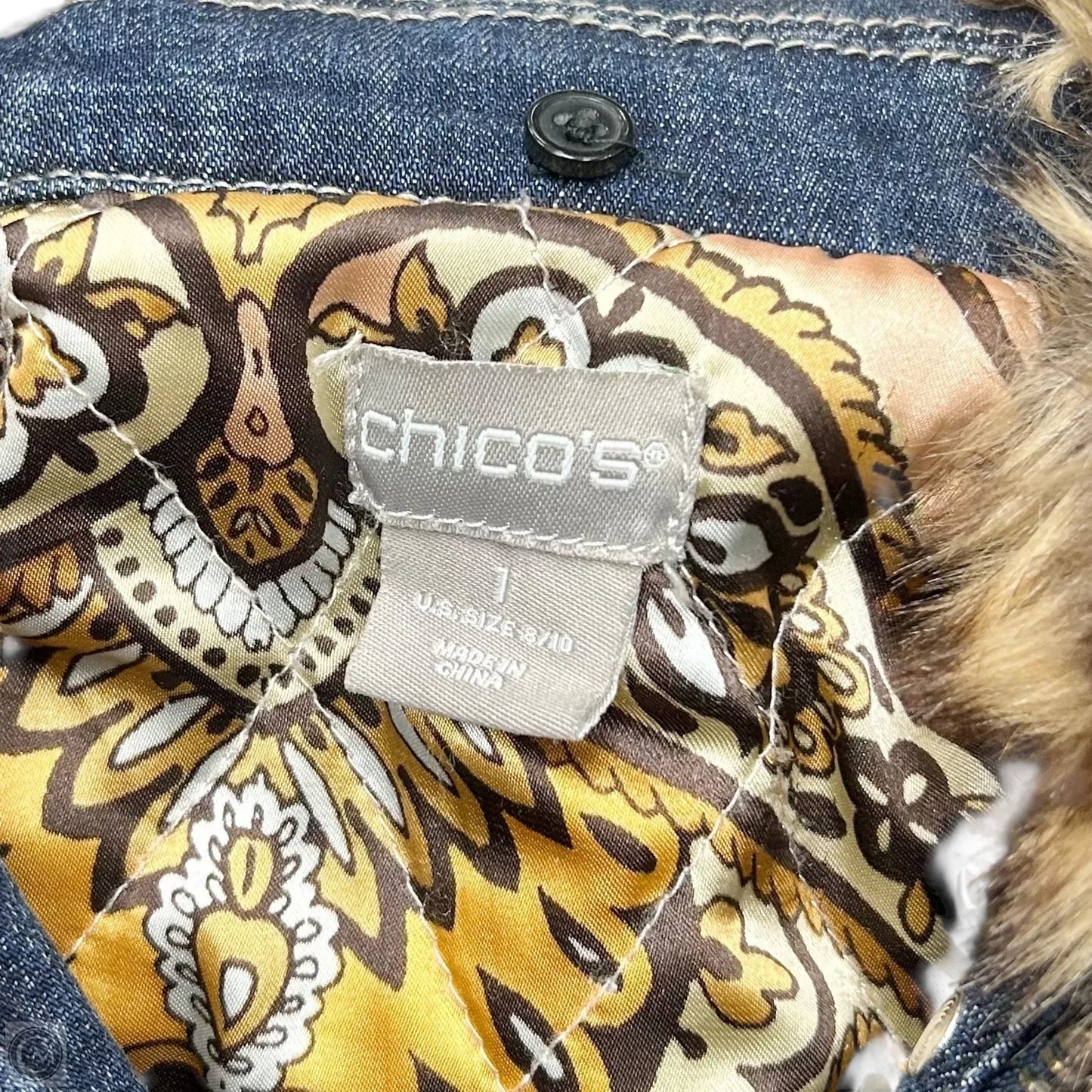 Jacket Denim By Chicos In Blue Denim, Size: M
