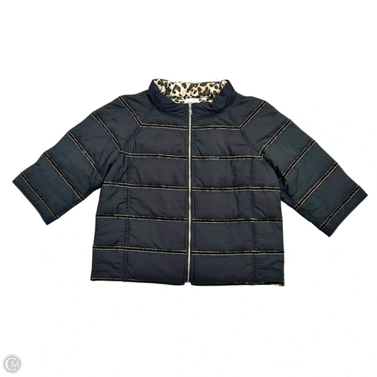 Jacket Puffer & Quilted By Chicos In Black & Gold, Size: L