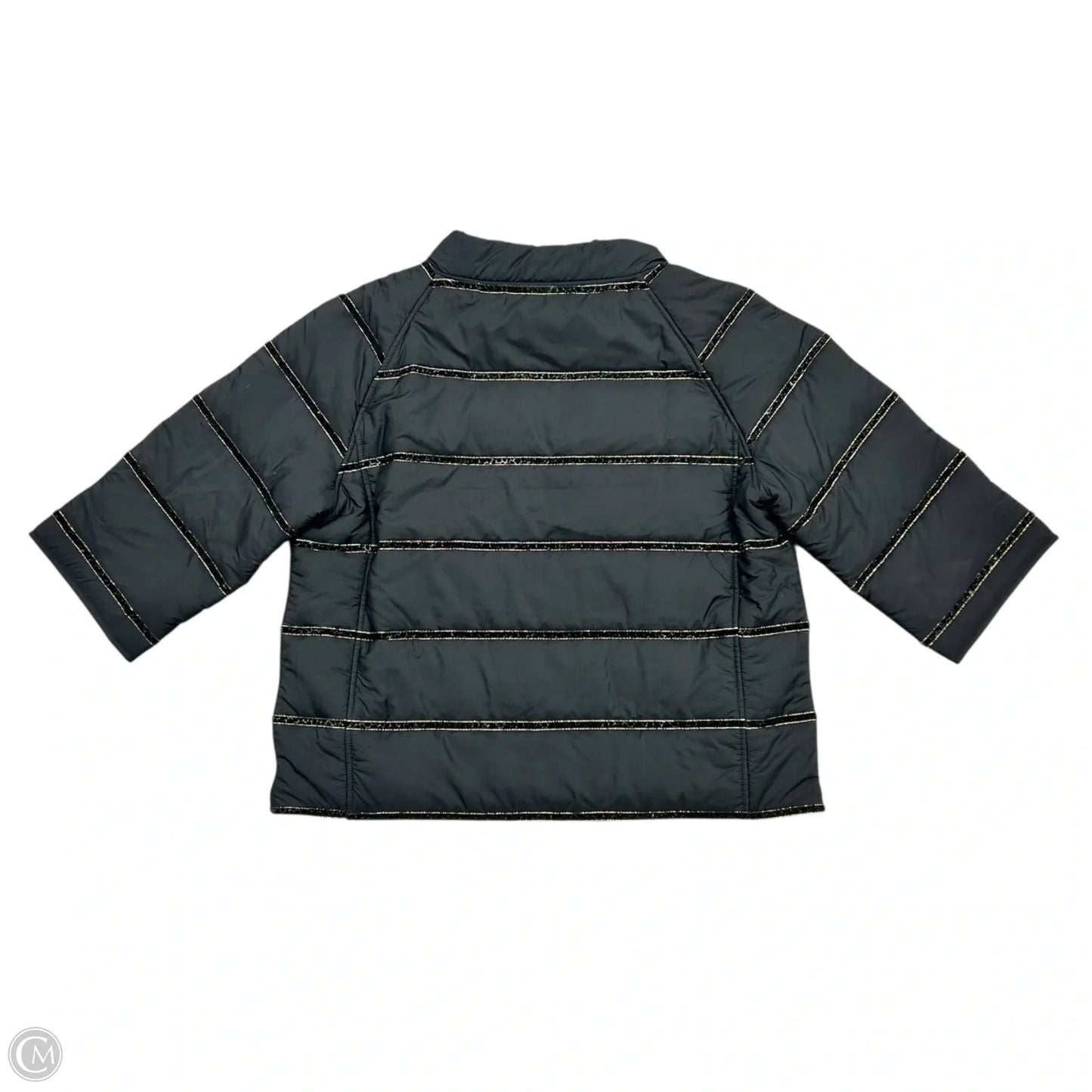 Jacket Puffer & Quilted By Chicos In Black & Gold, Size: L