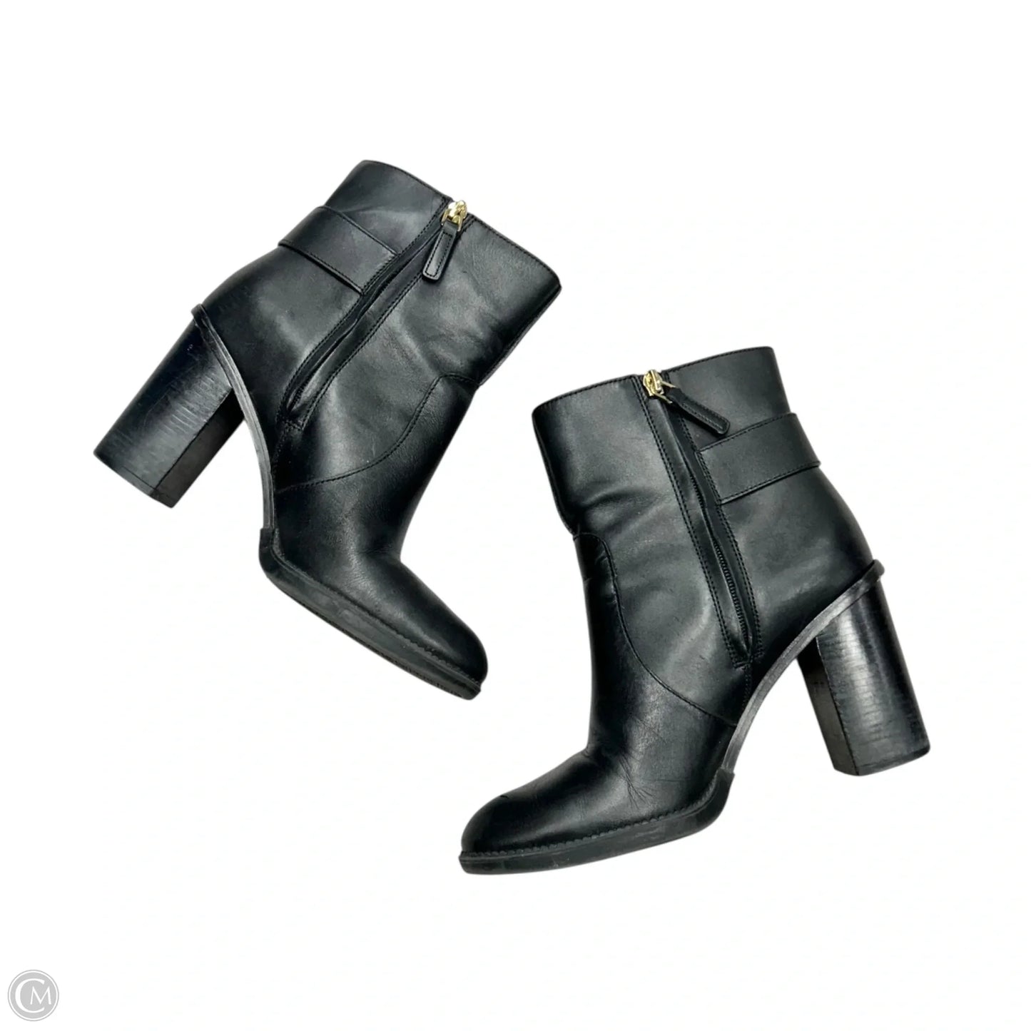 Boots Designer By Tory Burch In Black & Gold, Size: 9