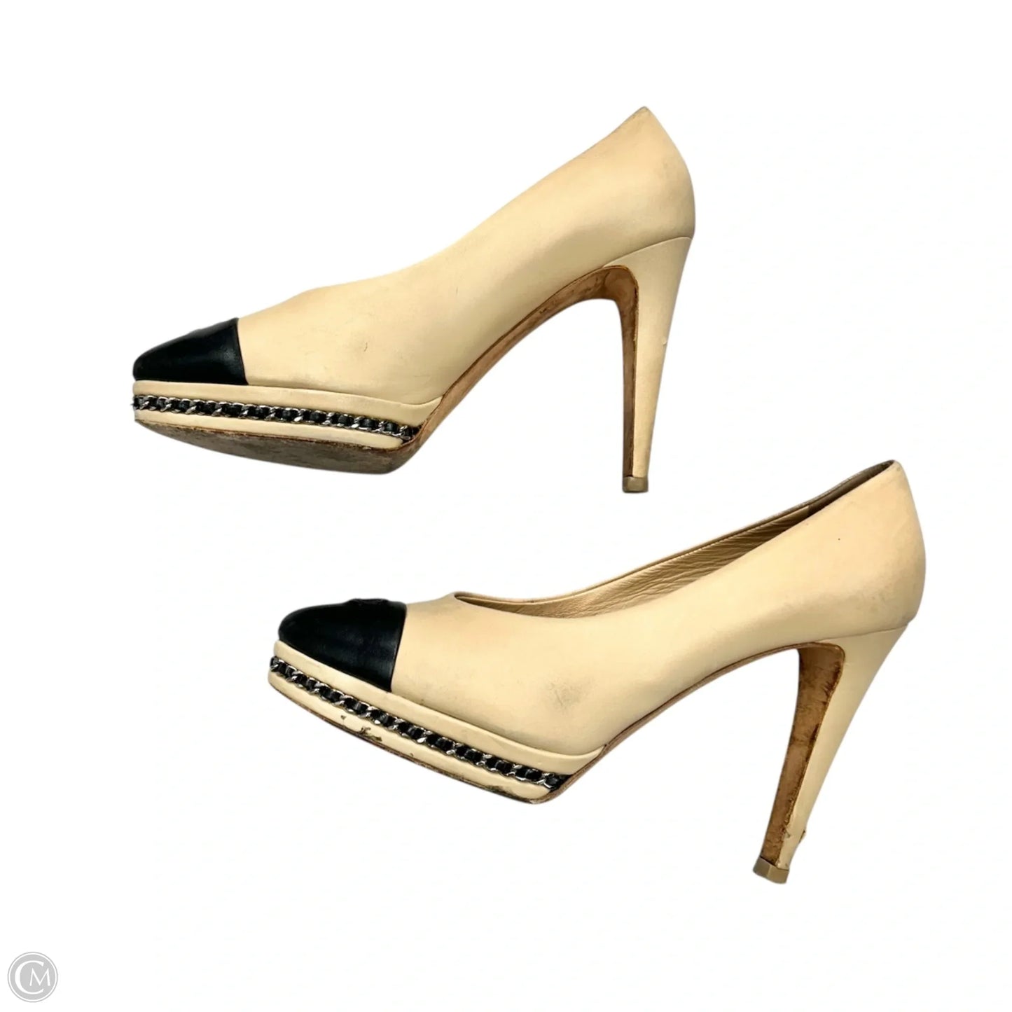 Shoes Luxury Designer By Chanel In Black & Cream, Size: 10