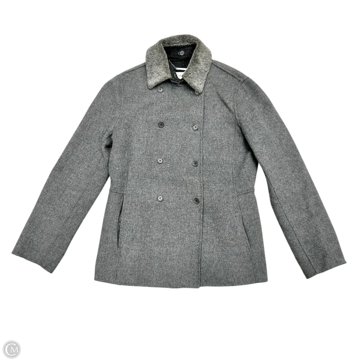 Coat Peacoat By Calvin Klein In Grey, Size: M