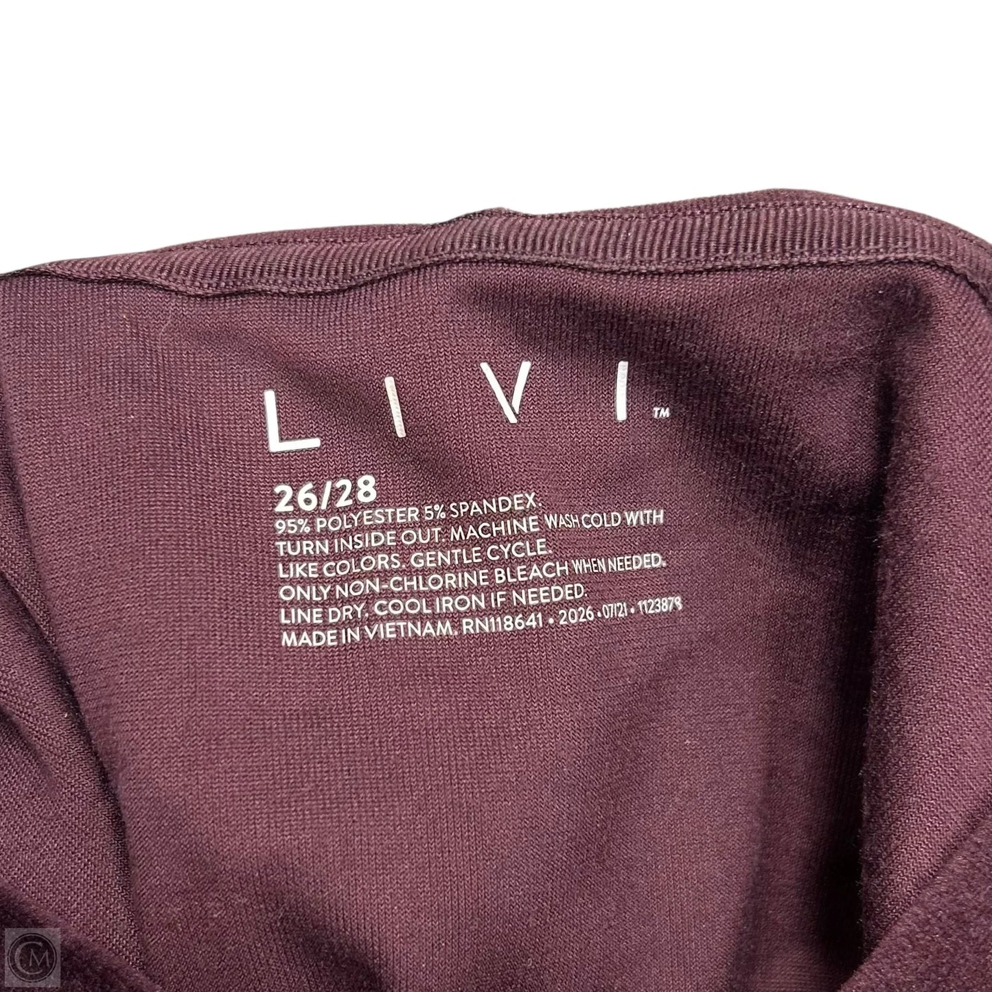 Pants Set 2pc By Livi Active In Maroon, Size: 5x