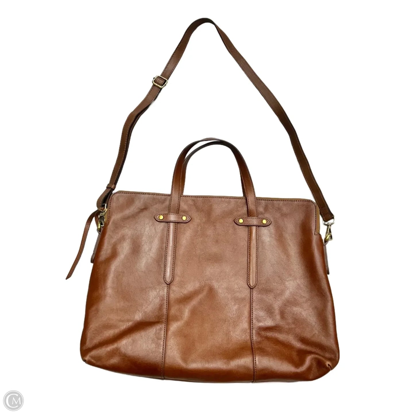 Handbag Leather By Fossil, Size: Medium