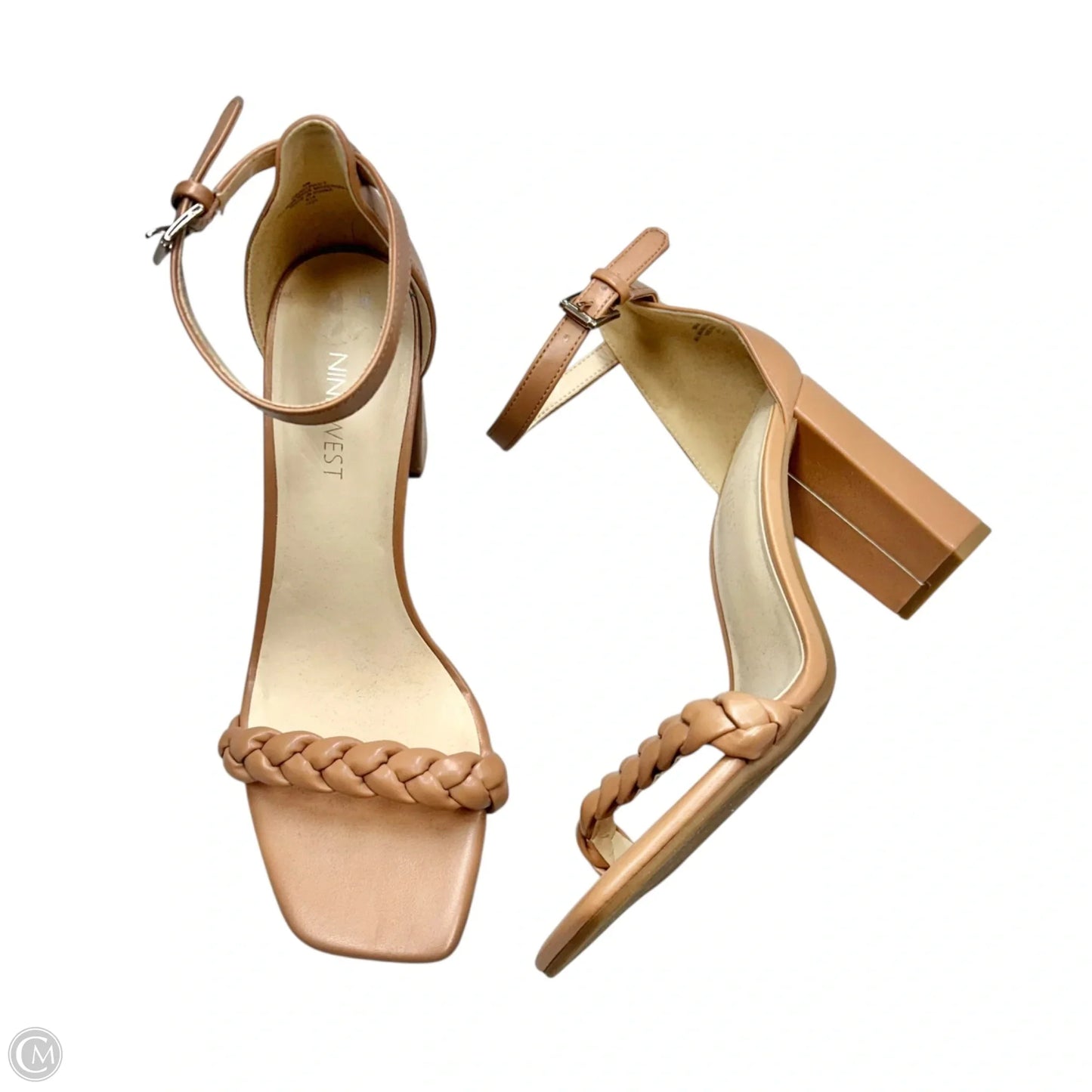 Sandals Heels Block By Nine West In Tan, Size: 8
